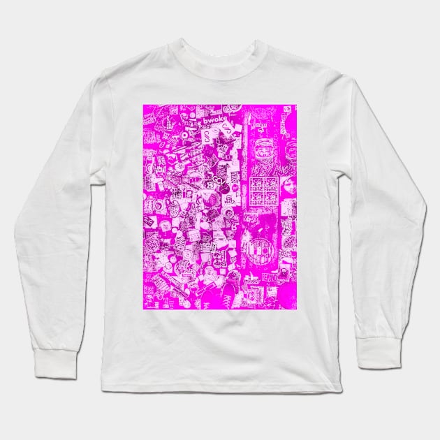 Pink Street Sticker Pop Art NYC Long Sleeve T-Shirt by eleonoraingrid